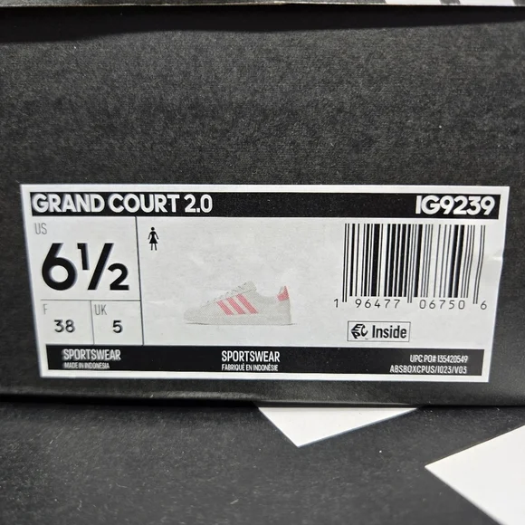 New adidas Grand Court Cloudfoam 'White Semi Pink Spark' Women's Shoes Size 6.5 - Picture 8 of 8